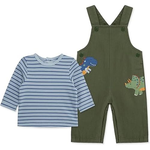 Little Me Essentials for Baby Girls and Boys Woven Jumpers and Coverall Overalls Set, Newborn to 24 Months