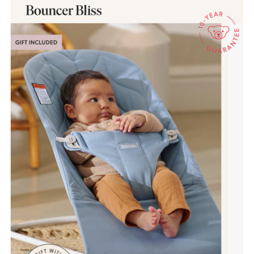 BabyBjörn Bouncer Bliss - Blue; Woven, Petal quilt