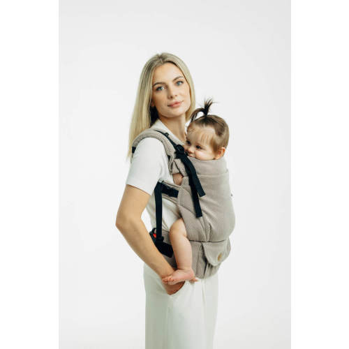 My First Baby Carrier - LennyUpGrade PRO, Standard Size, herringbone weave 100% cotton - LITTLE HERRINGBONE ALMOND