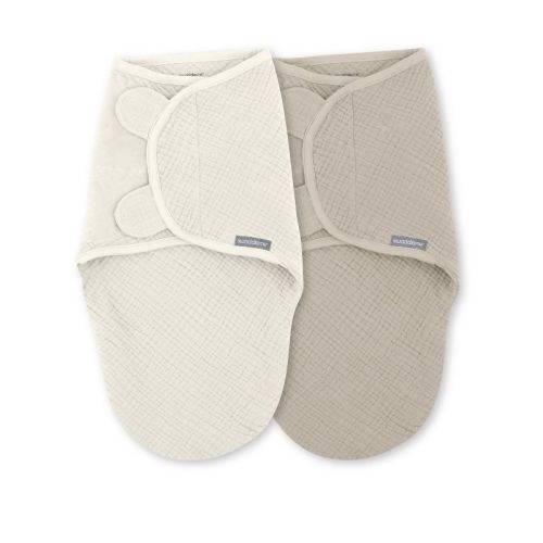 SwaddleMe by Ingenuity Baby Muslin Original 2pk Long Sleeve Swaddle Wraps - Cream/Cashew 0-3m