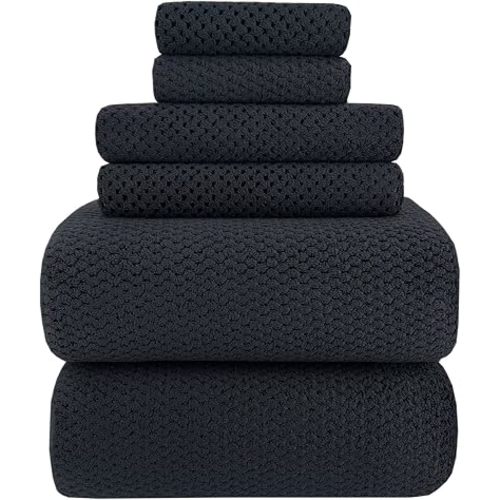YTYC 39x78 Bath Sheets Set,Towels for Bathroom,Black,6-Pieces