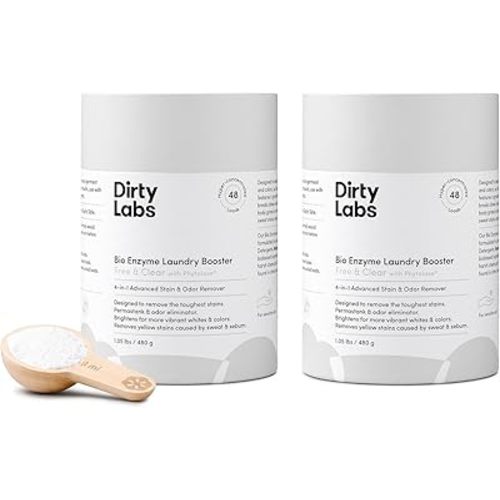 Dirty Labs | Scent Free | Bio Enzyme Laundry Booster | 2-Pack = 96 Loads | Hyper Concentrated | High Efficiency & Standard Machine Washer | Nontoxic, Biodegradable | Stain & Odor Removal Booster