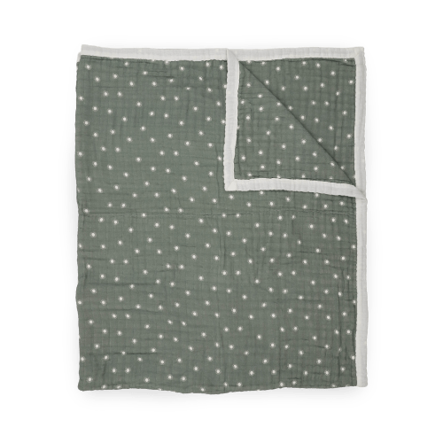 Organic Cotton Muslin Quilted Throw - Sage Suns