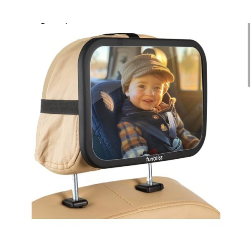 Baby Car Mirror Most Stable Backseat Mirror with Premium Matte Finish,Ultra High Definition PMMA Material, Secure and Shatterproof,Black