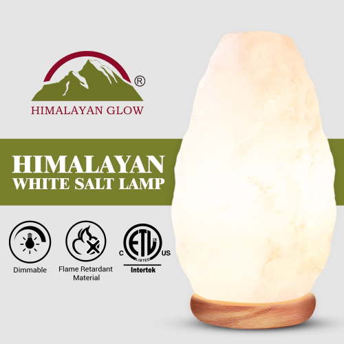 Himalayan Glow White Salt Crystal Lamp with 15W Bulb and Dimmer Switch, 5.3" W x 7.9" H, 5-7 lbs, Natural Himalayan Salt Lamp