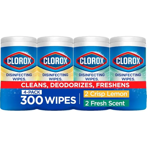Clorox Disinfecting Cleaning Wipes Variety Pack, 75 Count Each, Pack of 4 (Package May Vary)