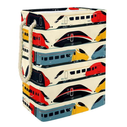 Colorful High Speed Rail Train Laundry Hamper, Collapsible Laundry Baskets Firm Washing Bin Clothes Storage Organization for Bathroom Bedroom Dorm