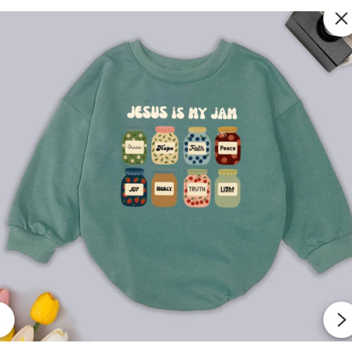 Jesus Is My Jam Baby Romper, Cute Christian Toddler Sweatshirt, Faith Kids Outfit, Bible Verse Baby Gift, Religious Fall Shirt