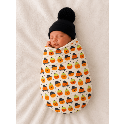 Stretch Swaddle Blanket, Pumpkin Buds – SpearmintLOVE