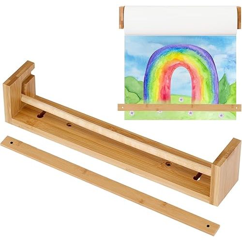 12 Inch Wooden Easel Paper Roll Holder Wall Mount Kraft Paper Roll Holder Brown Paper Roll Butcher Paper Dispenser for Kitchen DIY Office School Business Grocery Lists Art Projects（NO Paper）