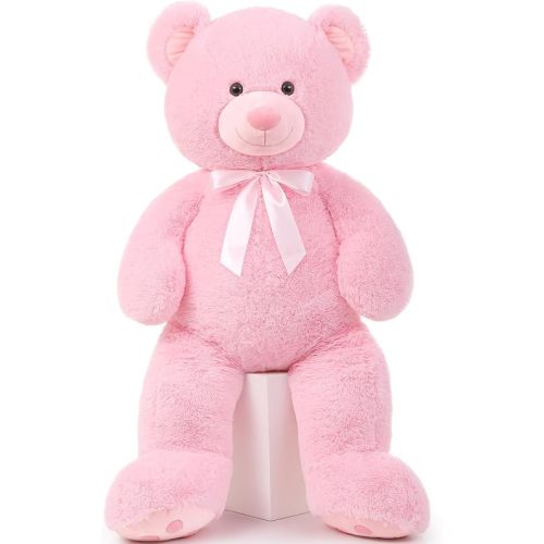 MorisMos 47inch Giant Teddy Bear Stuffed Animal 4ft, Big Teddy Bear Plush for Baby Shower, Cuddly Large Stuffed Bear Gifts for Kids, Girls, Girlfriend, Women on Valentine, Christmas, Birthday（Pink）