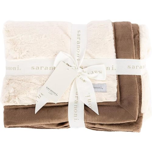 Saranoni Luxury Receiving Blankets for Babies | Ultra-Soft Lush and Boutique Quality Baby Blanket | Ivory Swirl Gingersnap - 40” x 30”