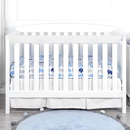 EVATONTT Críb Rail Cover 3-Piece, Críb Rail Covers for Teething Wrapped Rail Cover, Thicken Críb Rail Guard for Críb Teething Guard, Baby Críb Biting Guard for Boys and Girls (White)