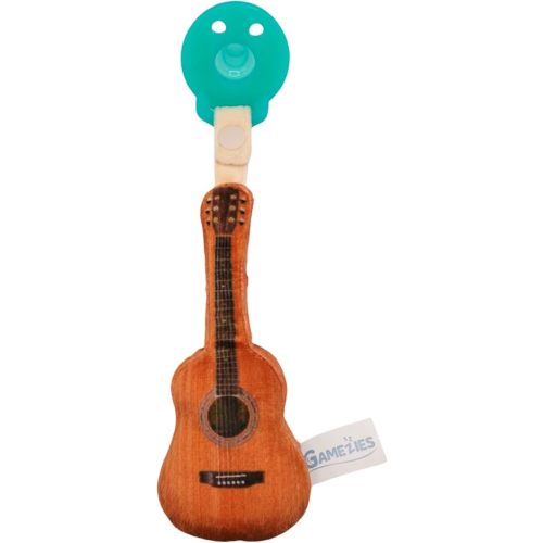 Gamezies Baby Boy and Girl Silicone Guitar Plush Pacifier with Detachable Western Plush Toy Holder, Guita- CPSIA Tested, BPA-Free 0-6 Months