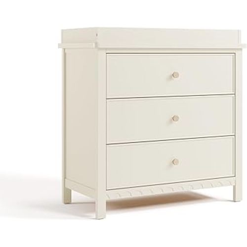 Graco Sasha 3-Drawer Chest with Changing Table Topper (Froasted Oat) – GREENGUARD Gold Certified, Nursery Bedroom Wood Chest with Spacious Storage, Interlocking Drawer System, Pre-Installed Tracks