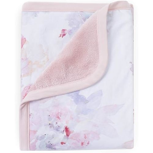 Oilo Baby Blanket, Luxury Soft Plush Chenille Backing & Turkish Cotton Jersey Print, Double Layered, 30" x 40", Rolled Jersey Edge Trim, Machine Wash, Perfect for Infant or Toddlers, Prim Floral