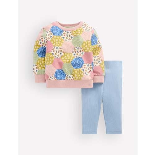 Sweatshirt & Legging Set-Multi Patchwork Print