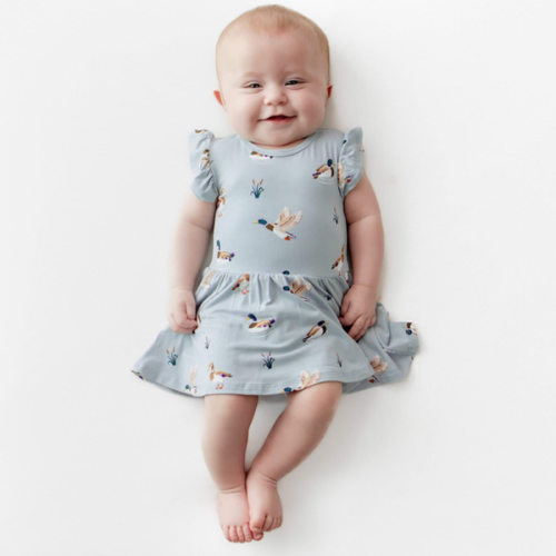 Twirl Bodysuit Dress in Mallard Duck