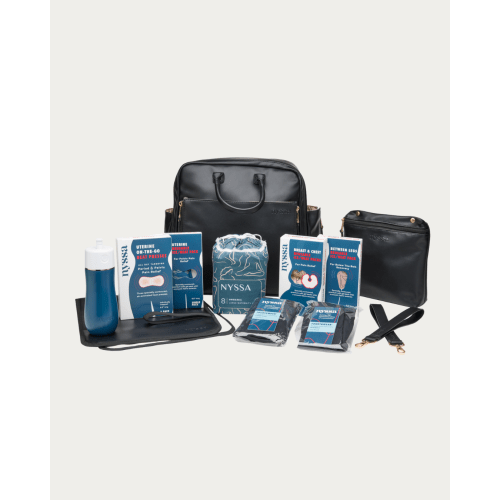 Mother Bag + Essential Postpartum Kit - Bralette M/L / Underwear S/M / Black