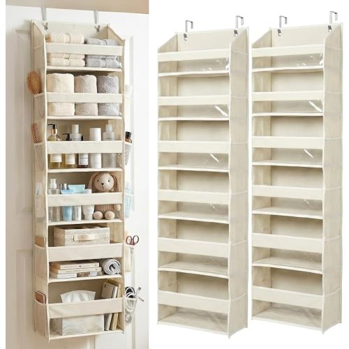 Over the Door Organizer, 6-Tier, 100D Fabric, Ivory 2pc
