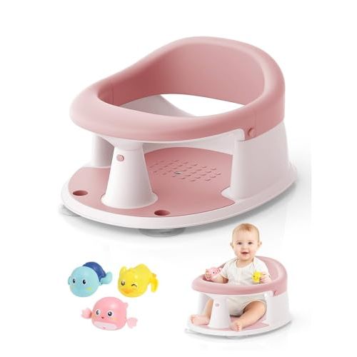 Baby Bath Seat for Babies 6 Months & Up, Bath Seats for Babies Sitting Up, 3 Baby Bath Toys, Open Design, Non-Slip, Compact Toddler Bath Seat.