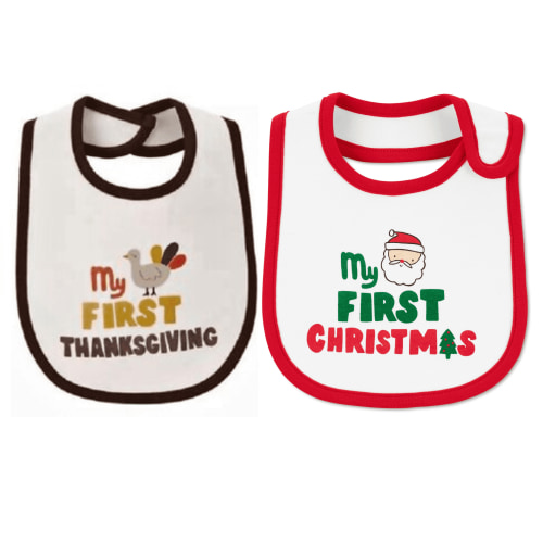 My First Teething Bibs 2 Pack (Thanksgiving and Christmas) Unisex