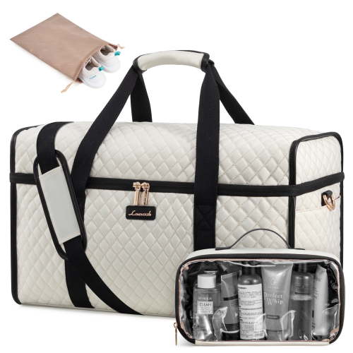 Lovevook Travel Duffle Bag, Quilted Weekender Overnight Bag with Toiletry Bag, Gym Beach Mummy Hospital Bag with Wet Pocket