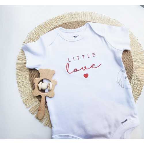 Embroidered Little Love Onesie® Brand, Baby Love Bodysuit, Valentine's Day Onesie® Pregnancy Announcement to Husband, H27