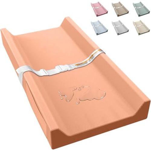 Vegan Leather Baby Changing Pad Waterproof & Wipeable with Pockets | Soft Diaper Changing Mat 32" x 16.6" Comfortable Infant Changing Station for Dresser & Table