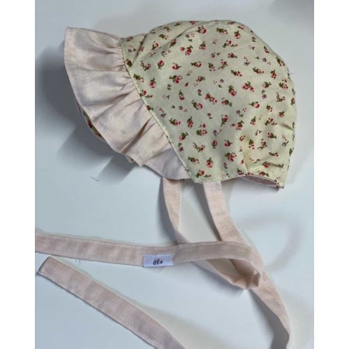 Ruffle Bonnet - Pink and Tiny Florals
