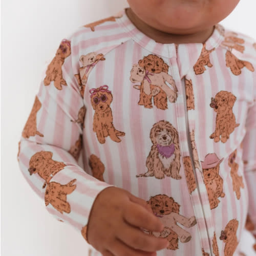 Pink Puppy Zipper Romper – In My Jammers