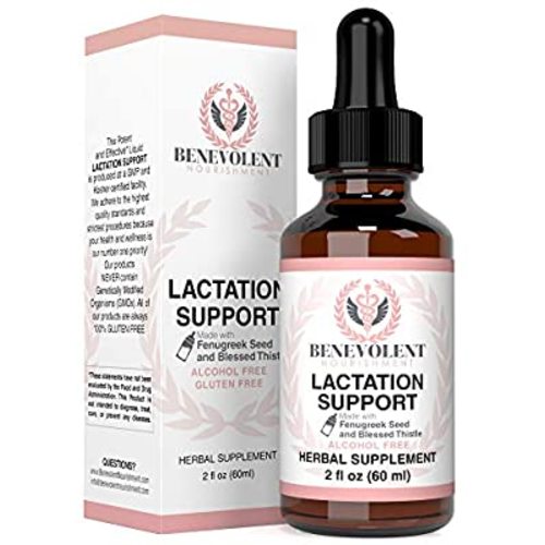 Lactation Supplement Breastfeeding Support Liquid - Breast Milk Supply Increase for Mothers, Organic Drops of Fenugreek Blessed Thistle Goats Rue Herb, 100% Natural 2X Absorption No Alcohol or Sugar