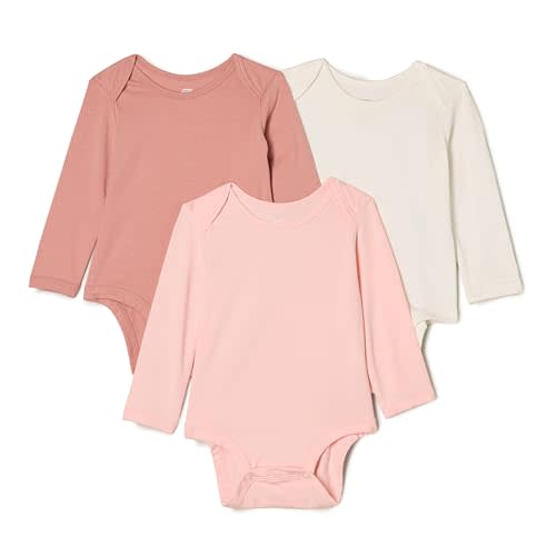 Amazon Essentials x Sofia Grainge Unisex Babies' Long Sleeve Crew Neck Bodysuit, Pack of 3