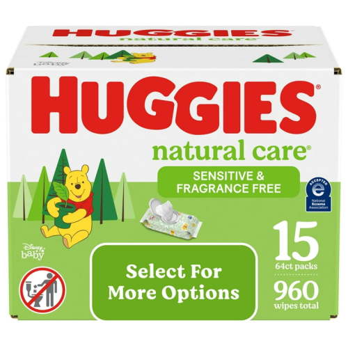 Huggies Natural Care Sensitive Baby Wipes, Unscented, 15 Pack, 960 Total Ct(Select for More Options)