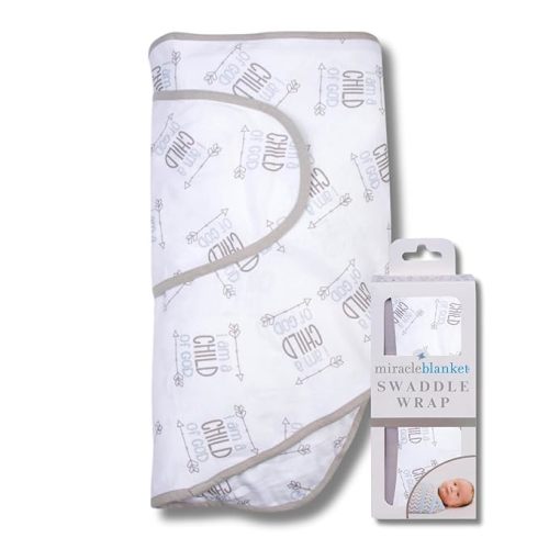 Miracle Blanket Swaddle Wrap – Help Your Newborn Sleep Longer – Soft & Secure Sleep Sack for Infants – Easy-to-Use Swaddling Blanket for a Calm Baby (Child of God)