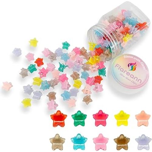Mini Star Hair Clips for Baby, Toddler & Little Girls, 100 Pcs Colorful Cute Hair Accessories for Kids, Small Claw Clips for Everyday Wear & Gift Giving