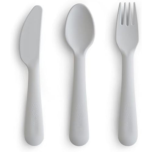 mushie Dinnerware Cutlery Set of 3 For Kids | Made in Denmark (Cloud)