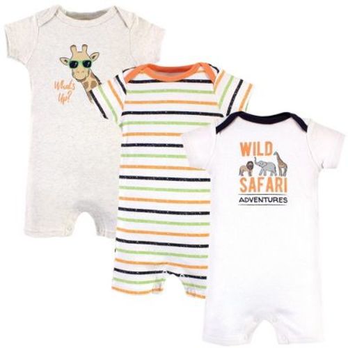 Hudson Baby Infant Boys Cotton Rompers, Wild Safari, 0-3 Months