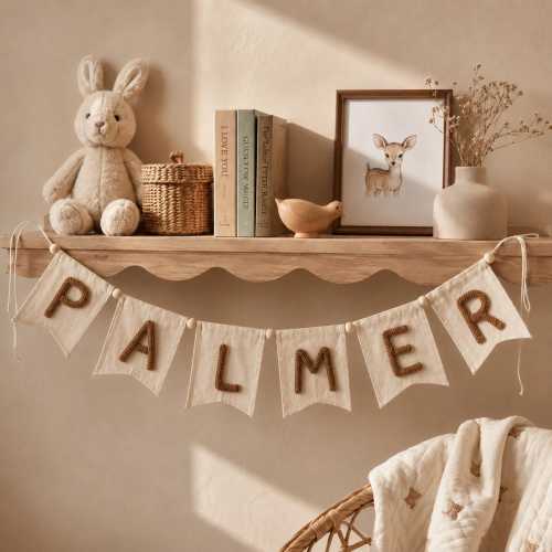 Personalized Nursery Name Banner, Baby Name Canvas, Baby Name Flag, Yarn Letter Kids Room Garland, Baby Shower Name Gift, Nursery Wall Decor