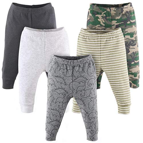 The Peanutshell Camo and Dinosaur Baby Pants for Boys | 5 Pack Set | Newborn to 24 Month Sizes