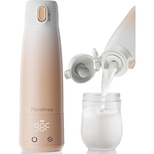 Portable Bottle Warmer for Breastmilk: Baby Milk Warmer with Smart Touch LED Temperature Control | Food-Grade Cordless On The Go Heating Bottle - 5 Mins Quick Milk Heating & Water 12 Ounces