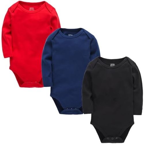 kavkas Baby Bodysuits Long and Short Sleeve Basic Cotton One-piece for Infant and Toddler Newborn Clothes 3 Pack
