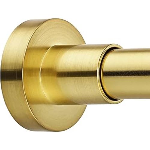 BRIOFOX Shower Curtain Rod Adjustable 18-64 Inch, Spring Tension Shower Rod No Drilling Non Slip, Brushed Gold