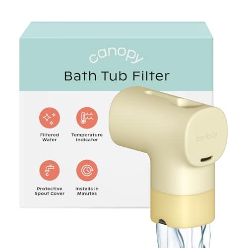 Canopy Baby Bath Tub Filter – Gentler Water Filtration for Delicate Skin | Reduces Chlorine & Irritants | BPA-Free Silicone Spout Cover | Easy Tool-Free Install | Activated Carbon Filtration