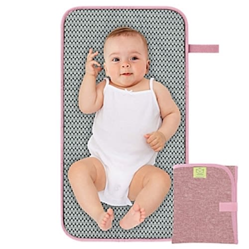 KeaBabies Portable Diaper Changing Pad, Waterproof Foldable Baby Changing Mat, Travel Diaper Change Mat (Classic Gray)KeaBabies Portable Diaper Changing Pad, Waterproof Foldable Baby Changing Mat, Travel Diaper Change Mat (Sweet Pink)