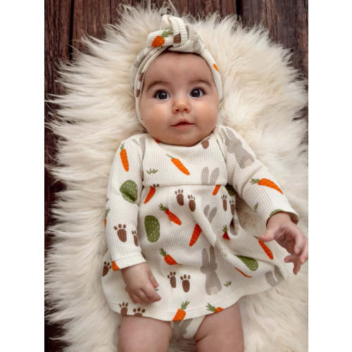 Organic Waffle Simple Dress & Bloomer, Cottontail