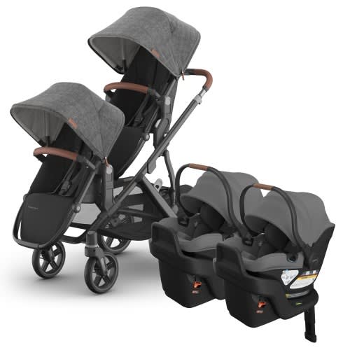 UPPAbaby Vista V3 Twin Stroller with RumbleSeat V3 + Aria V2 Travel System Bundle - Greyson / Greyson