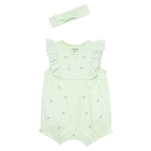 Violets Cotton Romper & Headband Set