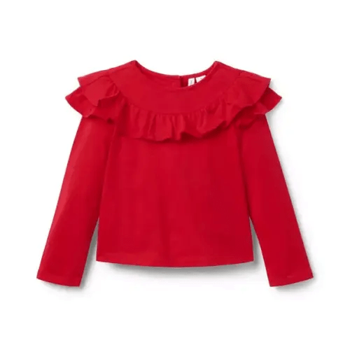 Girl Maraschino Red Double Ruffle Top by Janie and Jack