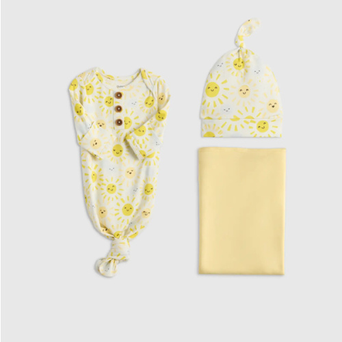 Bamboo Gown, Hat & Swaddle Set in Sunshine